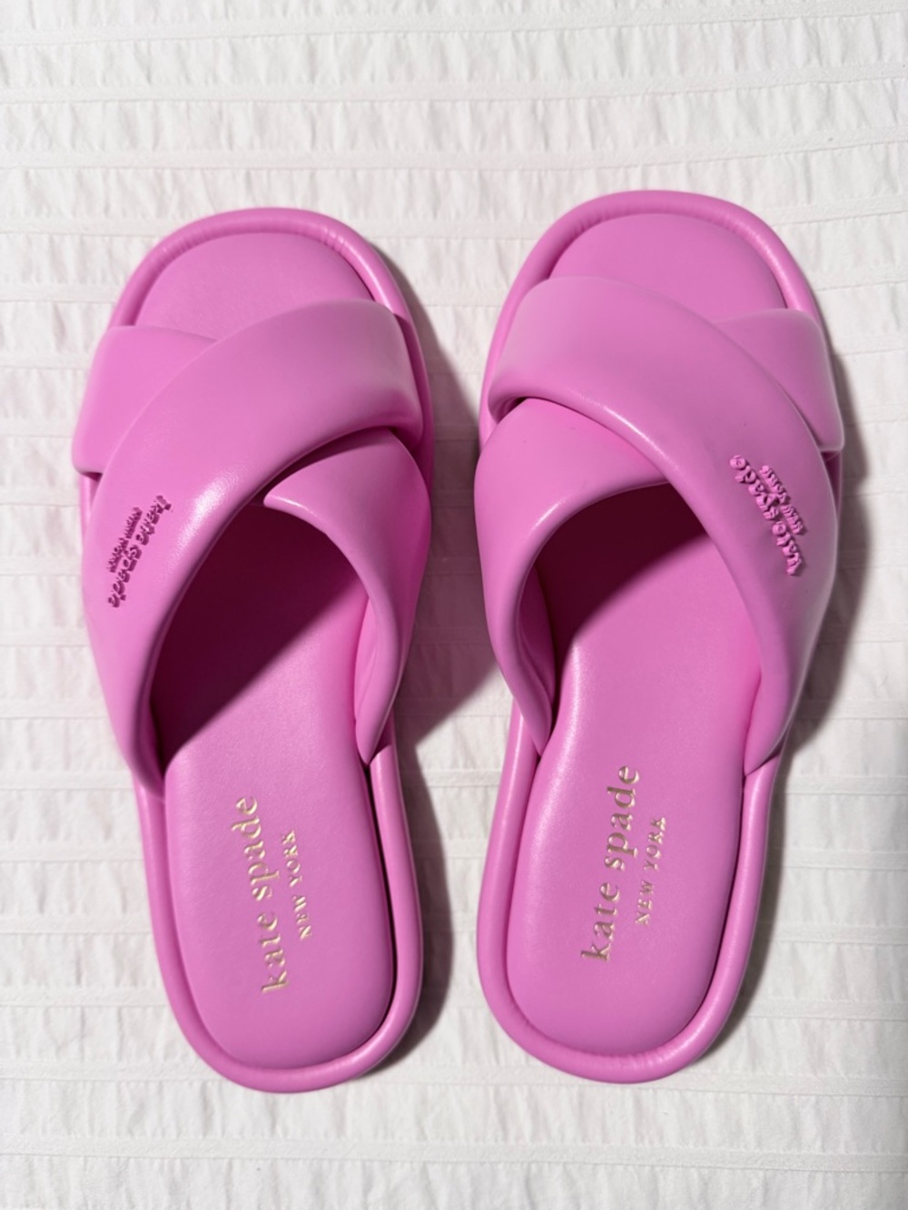 kate spade Pink Crossband Slide Sandals